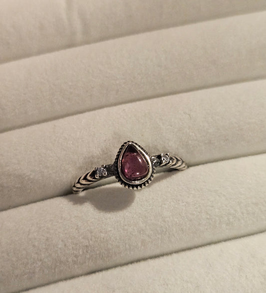 Pink Garnet Sterling Silver Ring
