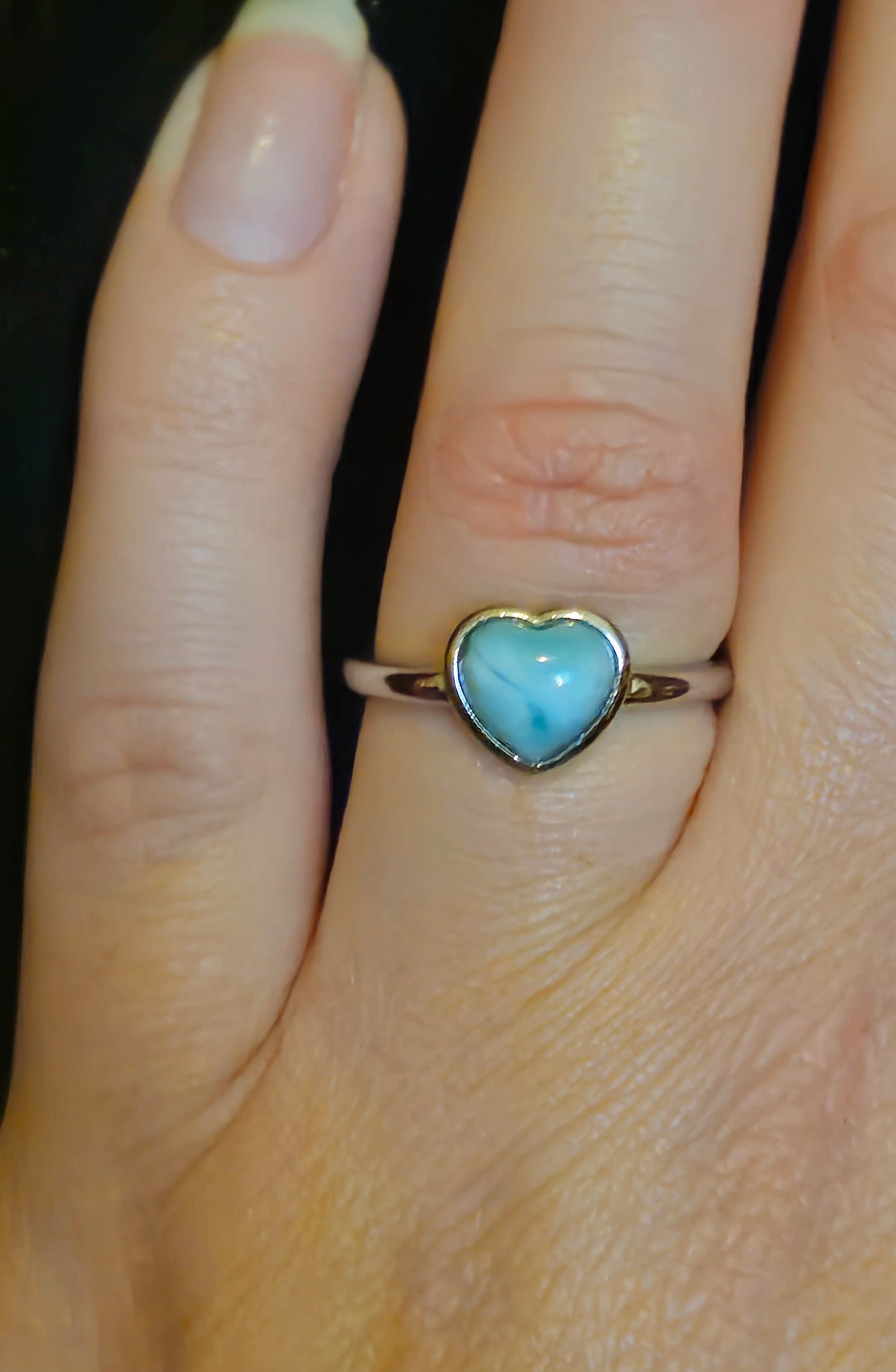 Larimar Love Heart Ring