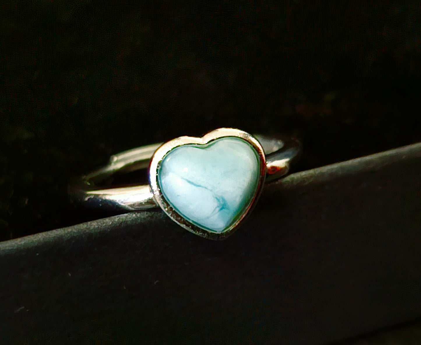 Larimar Love Heart Ring
