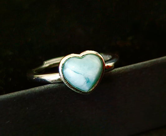Larimar Love Heart Ring