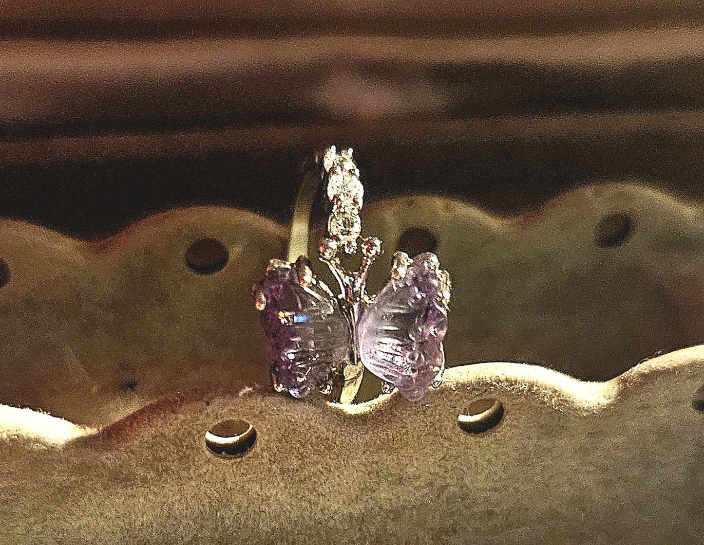Rainbow Fluorite Butterfly Ring
