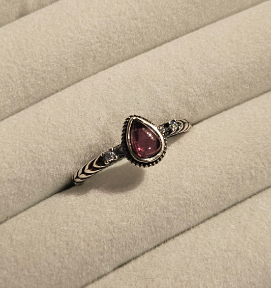 Pink Garnet Sterling Silver Ring