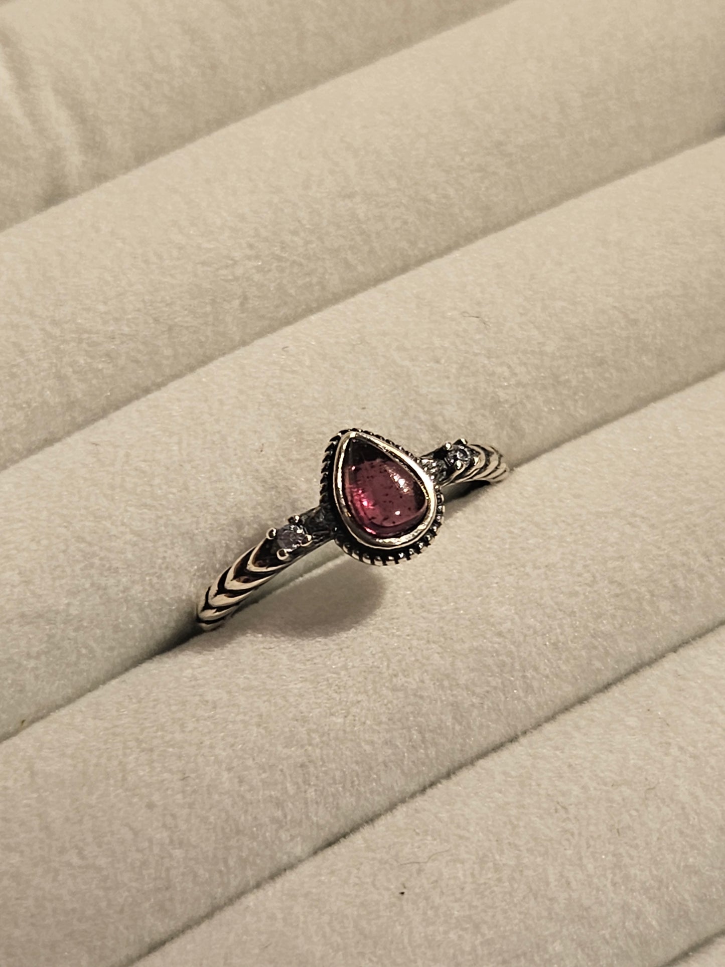 Pink Garnet Sterling Silver Ring