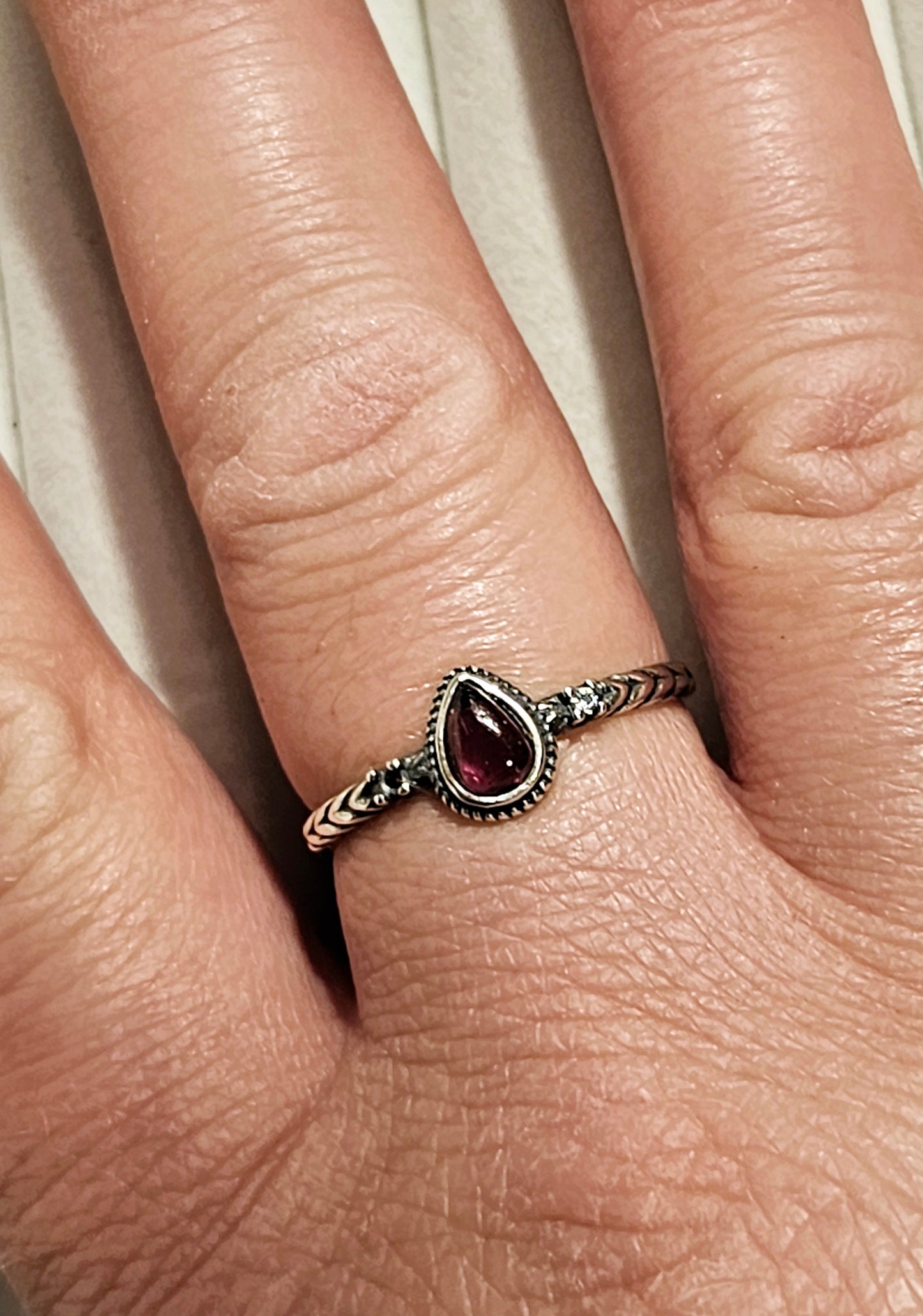 Pink Garnet Sterling Silver Ring