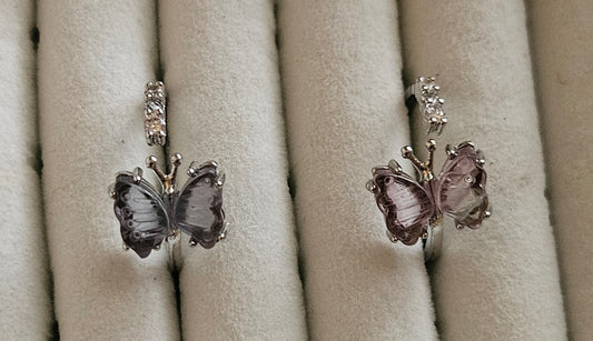 Rainbow Fluorite Butterfly Ring
