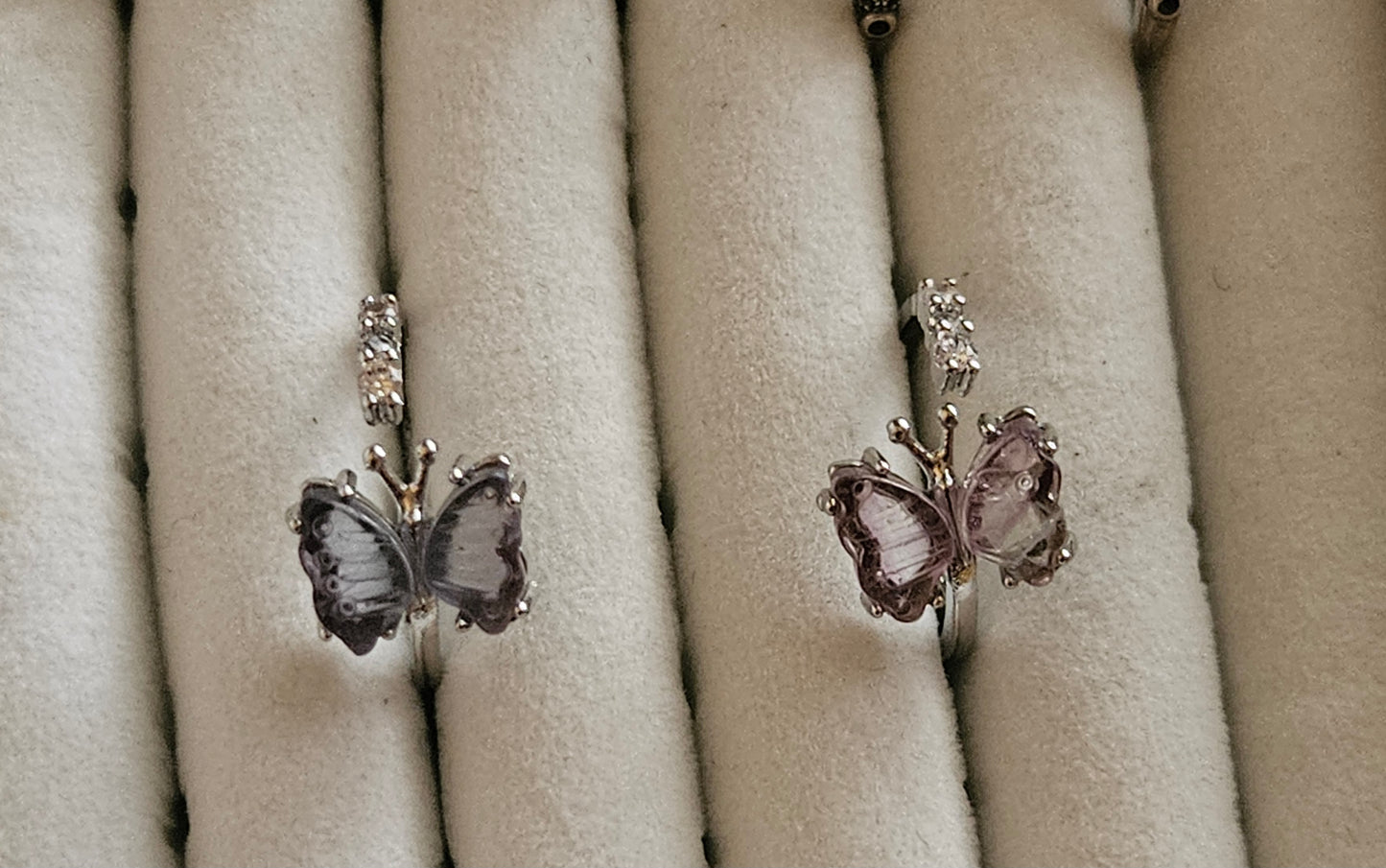 Rainbow Fluorite Butterfly Ring