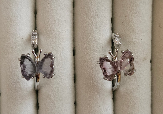 Rainbow Fluorite Butterfly Ring